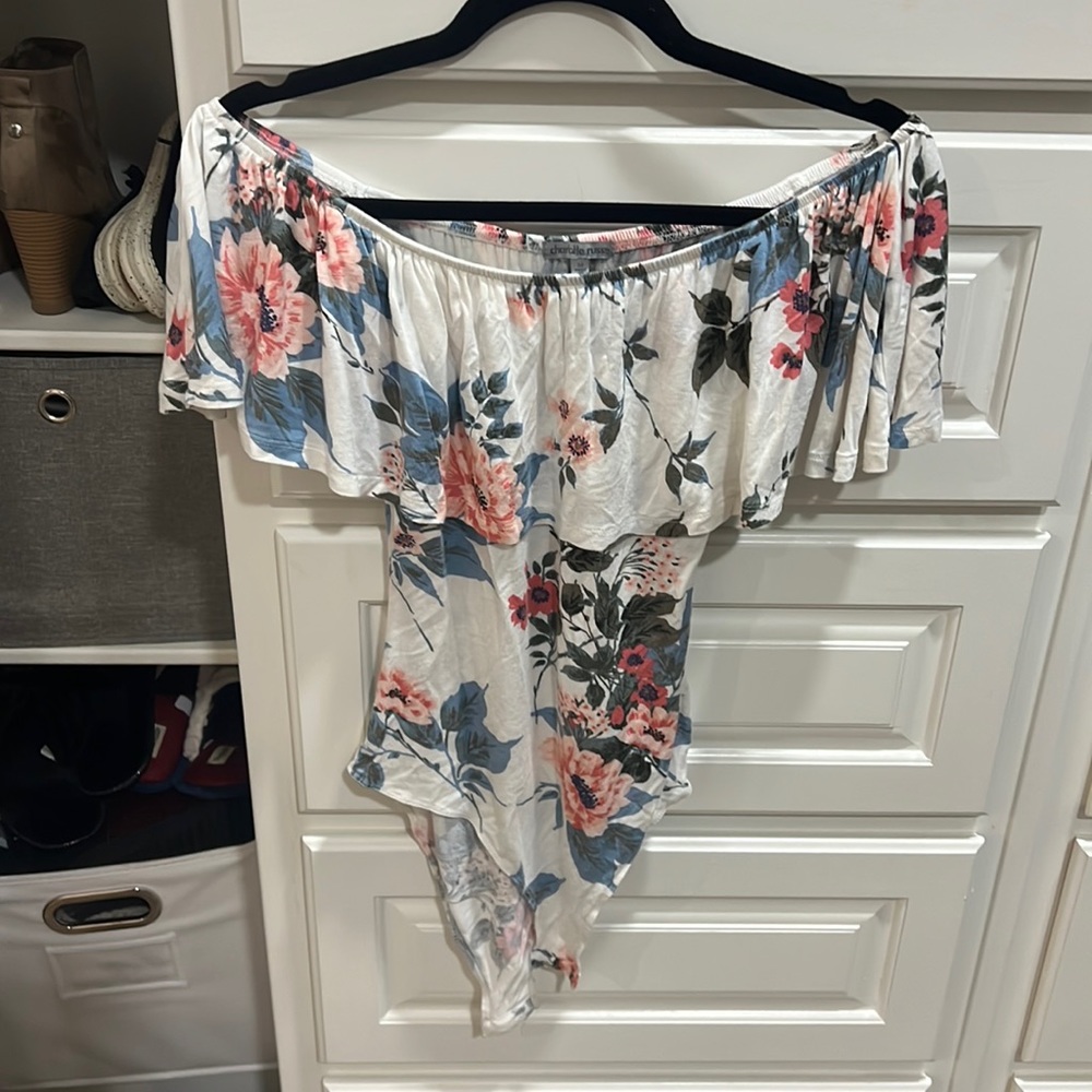 Charlotte Russe junior body suit, floral, worn once and cleaned. Size M.